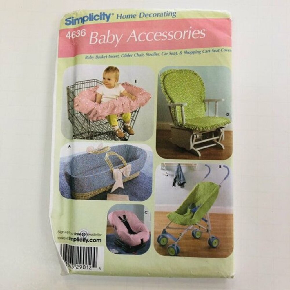 Simplicity Sewing Pattern 4636 Baby Accessories Stroller Car Seat Chair Cover